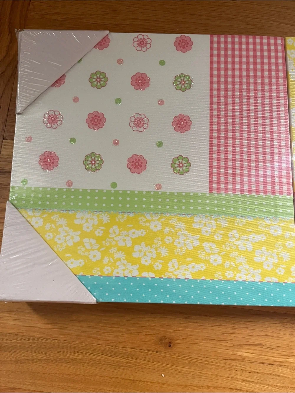 Cynthia Rowley Pink Floral Wall Art with Aqua and Yellow Accents 2 pieces, 12x12